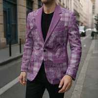 Purple Palaka Hawaii Cowboy Blazer Puakenikeni Lei Paniolo Papale Seamless Vibes - Polynesian Pride