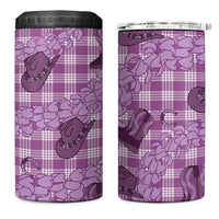 Purple Palaka Hawaii Cowboy 4 in 1 Can Cooler Tumbler Puakenikeni Lei Paniolo Papale Seamless Vibes - Polynesian Pride