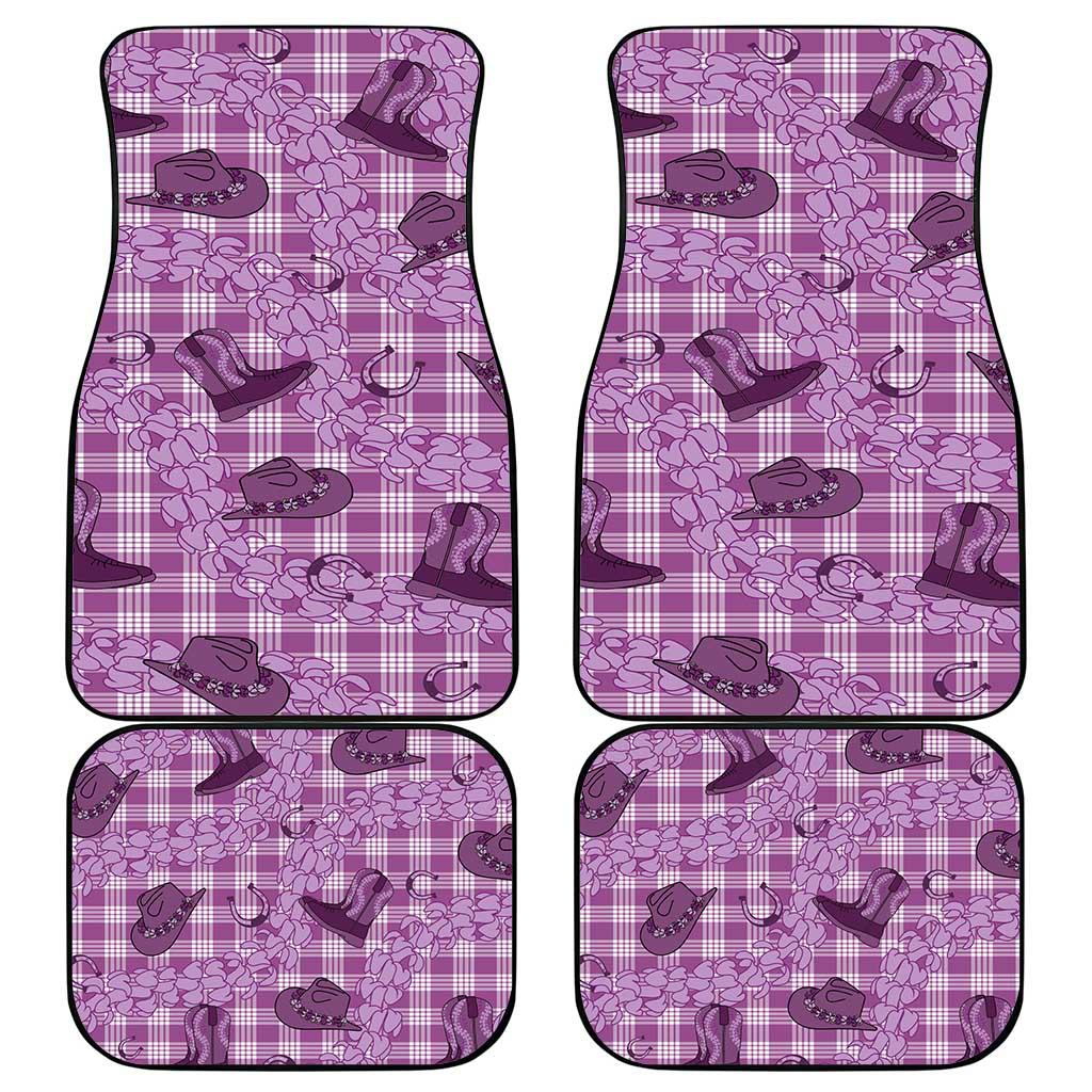 Purple Palaka Hawaii Cowboy Car Mats Puakenikeni Lei Paniolo Papale Seamless Vibes - Polynesian Pride