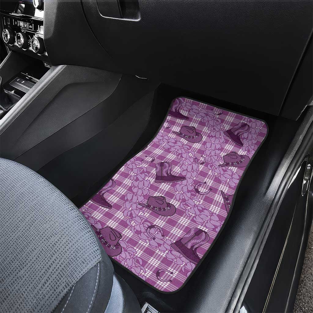 Purple Palaka Hawaii Cowboy Car Mats Puakenikeni Lei Paniolo Papale Seamless Vibes - Polynesian Pride
