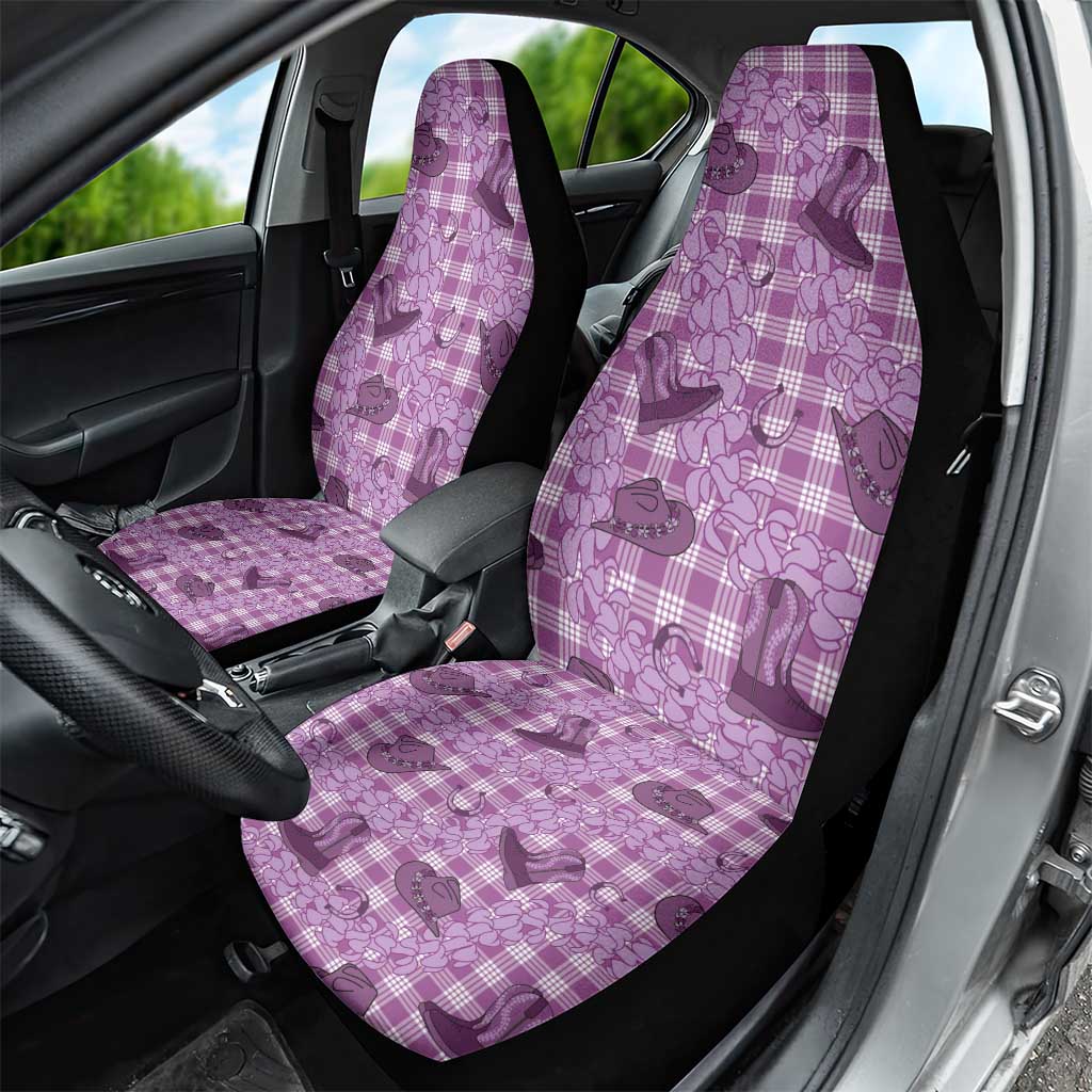 Purple Palaka Hawaii Cowboy Car Seat Cover Puakenikeni Lei Paniolo Papale Seamless Vibes - Polynesian Pride