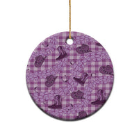 Purple Palaka Hawaii Cowboy Ceramic Ornament Puakenikeni Lei Paniolo Papale Seamless Vibes - Polynesian Pride