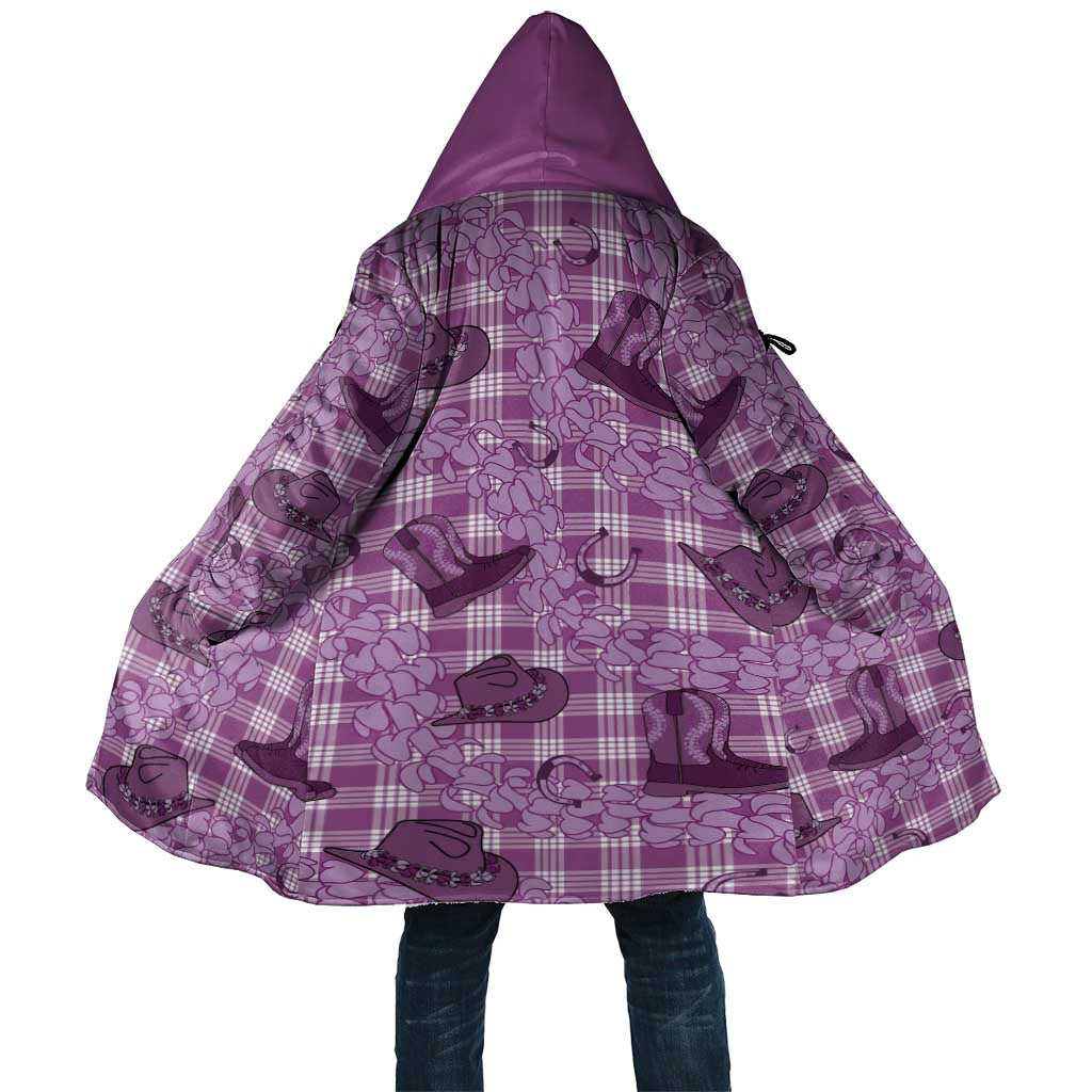 Purple Palaka Hawaii Cowboy Cloak Puakenikeni Lei Paniolo Papale Seamless Vibes - Polynesian Pride