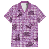 Purple Palaka Hawaii Cowboy Family Matching Long Sleeve Bodycon Dress and Hawaiian Shirt Puakenikeni Lei Paniolo Papale Seamless Vibes LT14 Dad's Shirt - Short Sleeve Purple - Polynesian Pride