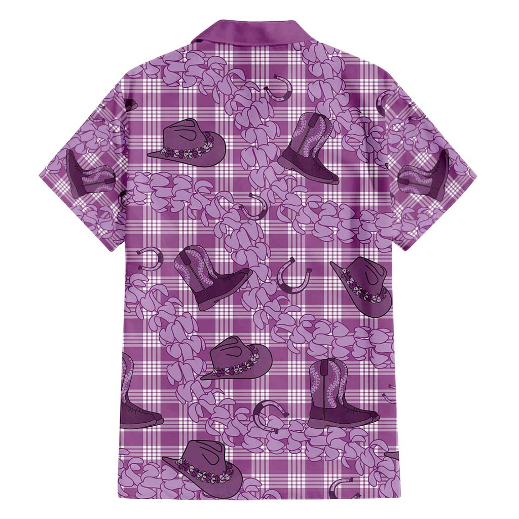 Purple Palaka Hawaii Cowboy Family Matching Long Sleeve Bodycon Dress and Hawaiian Shirt Puakenikeni Lei Paniolo Papale Seamless Vibes LT14 - Polynesian Pride