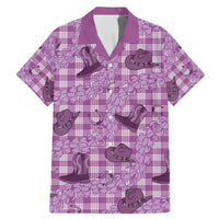 Purple Palaka Hawaii Cowboy Family Matching Mermaid Dress and Hawaiian Shirt Puakenikeni Lei Paniolo Papale Seamless Vibes LT14 Dad's Shirt - Short Sleeve Purple - Polynesian Pride