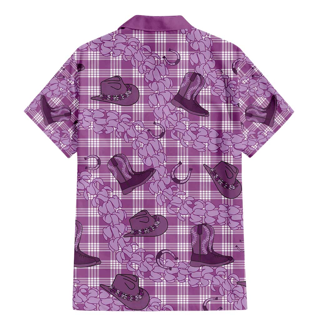 Purple Palaka Hawaii Cowboy Family Matching Mermaid Dress and Hawaiian Shirt Puakenikeni Lei Paniolo Papale Seamless Vibes LT14 - Polynesian Pride