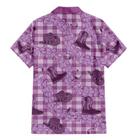 Purple Palaka Hawaii Cowboy Family Matching Mermaid Dress and Hawaiian Shirt Puakenikeni Lei Paniolo Papale Seamless Vibes LT14 - Polynesian Pride