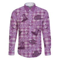 Purple Palaka Hawaii Cowboy Family Matching Puletasi and Hawaiian Shirt Puakenikeni Lei Paniolo Papale Seamless Vibes - Polynesian Pride