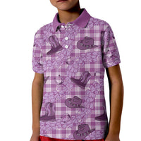 Purple Palaka Hawaii Cowboy Kid Polo Shirt Puakenikeni Lei Paniolo Papale Seamless Vibes - Polynesian Pride