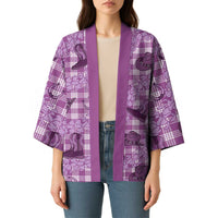 Purple Palaka Hawaii Cowboy Kimono Puakenikeni Lei Paniolo Papale Seamless Vibes - Polynesian Pride