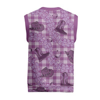 Purple Palaka Hawaii Cowboy Christmas Knitted V-Neck Vest Puakenikeni Lei Paniolo Papale Seamless Vibes LT14 - Polynesian Pride