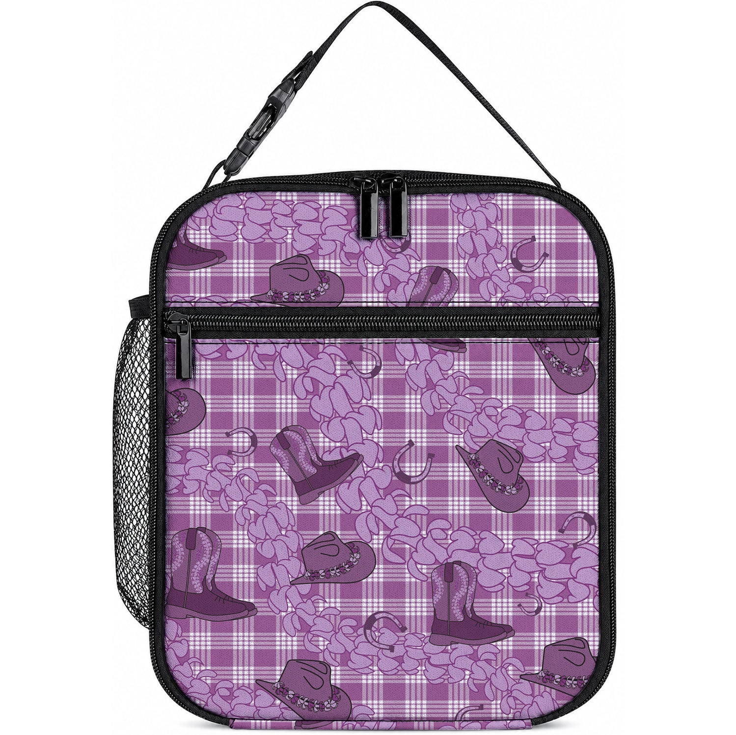 Purple Palaka Hawaii Cowboy Lunch Bag Puakenikeni Lei Paniolo Papale Seamless Vibes