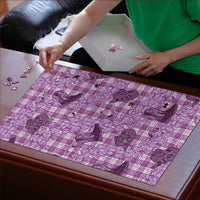 Purple Palaka Hawaii Cowboy Puzzle Puakenikeni Lei Paniolo Papale Seamless Vibes - Polynesian Pride