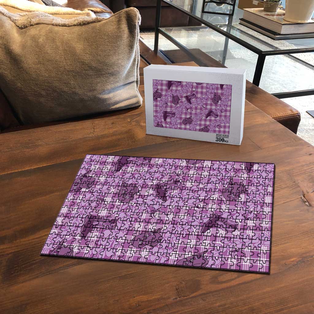 Purple Palaka Hawaii Cowboy Puzzle Puakenikeni Lei Paniolo Papale Seamless Vibes - Polynesian Pride
