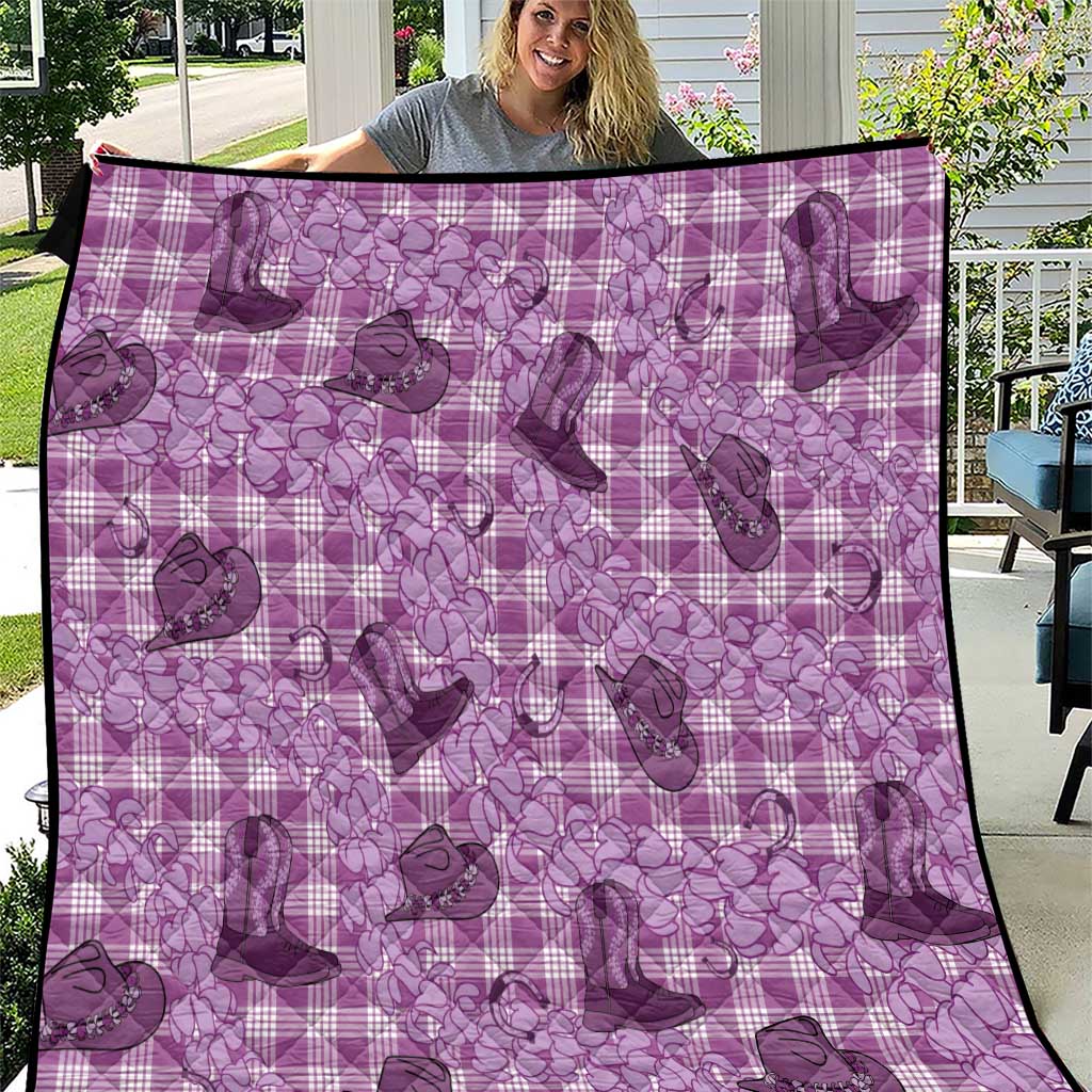 Purple Palaka Hawaii Cowboy Quilt Puakenikeni Lei Paniolo Papale Seamless Vibes - Polynesian Pride