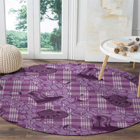 Purple Palaka Hawaii Cowboy Round Carpet Puakenikeni Lei Paniolo Papale Seamless Vibes - Polynesian Pride