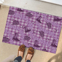 Purple Palaka Hawaii Cowboy Rubber Doormat Puakenikeni Lei Paniolo Papale Seamless Vibes - Polynesian Pride