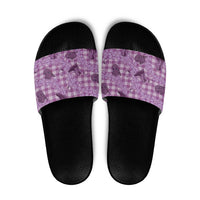 Purple Palaka Hawaii Cowboy Slide Sandals Puakenikeni Lei Paniolo Papale Seamless Vibes - Polynesian Pride