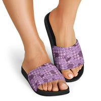 Purple Palaka Hawaii Cowboy Slide Sandals Puakenikeni Lei Paniolo Papale Seamless Vibes - Polynesian Pride