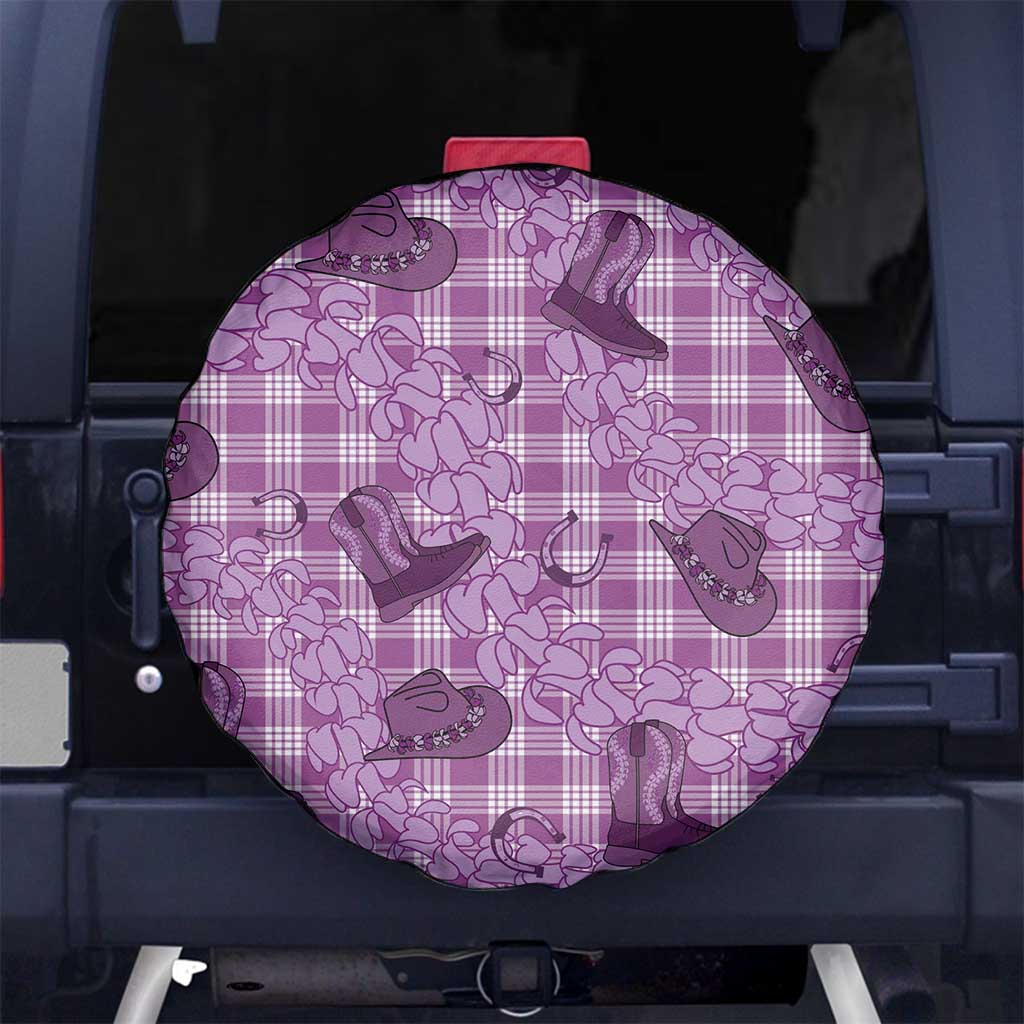 Purple Palaka Hawaii Cowboy Spare Tire Cover Puakenikeni Lei Paniolo Papale Seamless Vibes - Polynesian Pride