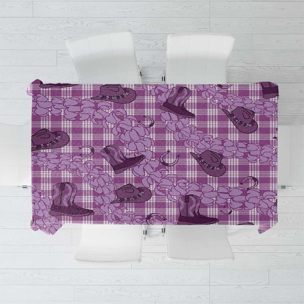 Purple Palaka Hawaii Cowboy Tablecloth Puakenikeni Lei Paniolo Papale Seamless Vibes - Polynesian Pride