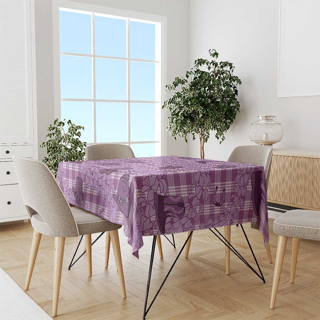 Purple Palaka Hawaii Cowboy Tablecloth Puakenikeni Lei Paniolo Papale Seamless Vibes - Polynesian Pride