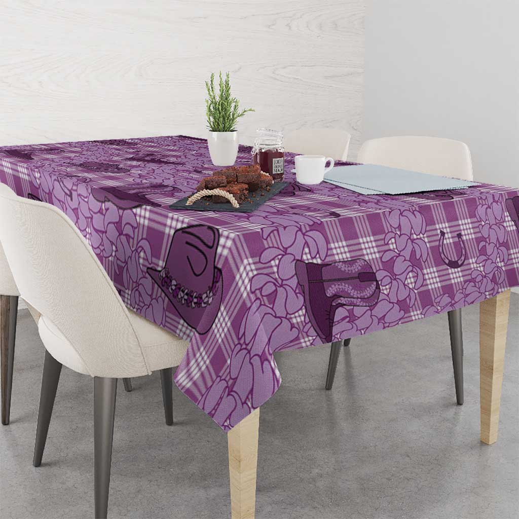Purple Palaka Hawaii Cowboy Tablecloth Puakenikeni Lei Paniolo Papale Seamless Vibes - Polynesian Pride