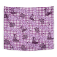 Purple Palaka Hawaii Cowboy Tapestry Puakenikeni Lei Paniolo Papale Seamless Vibes - Polynesian Pride