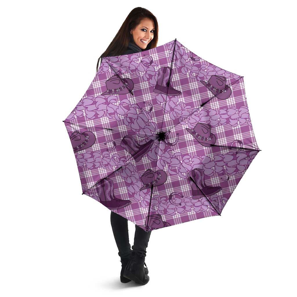 Purple Palaka Hawaii Cowboy Umbrella Puakenikeni Lei Paniolo Papale Seamless Vibes - Polynesian Pride