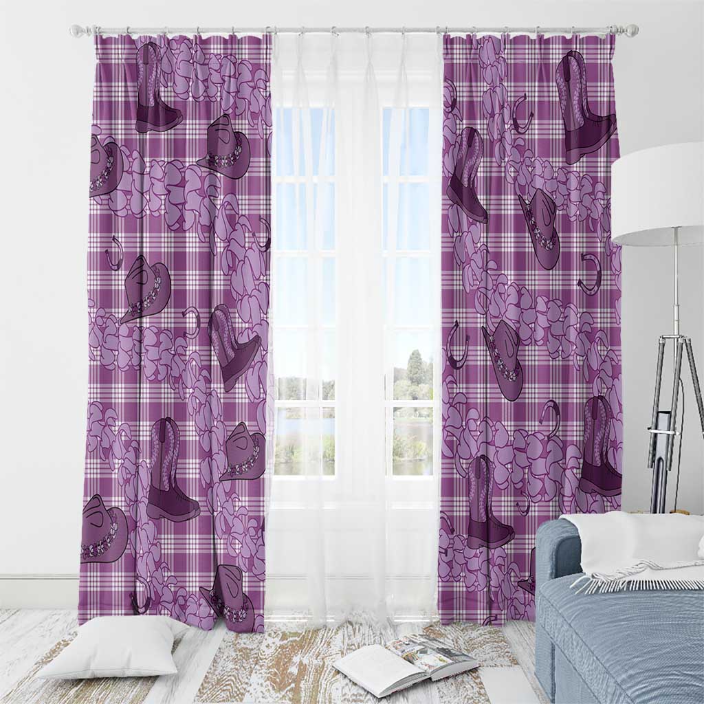 Purple Palaka Hawaii Cowboy Window Curtain Puakenikeni Lei Paniolo Papale Seamless Vibes - Polynesian Pride