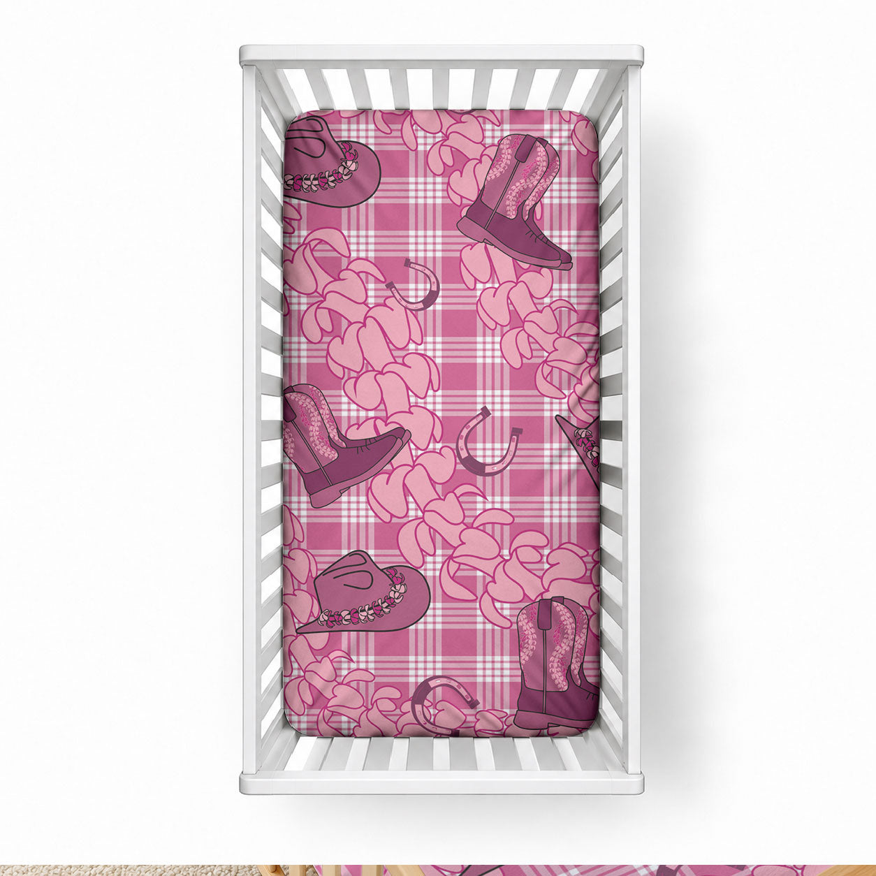 Pink Palaka Hawaii Cowboy Baby Bed Cover Puakenikeni Lei Paniolo Papale Seamless Vibes LT14 28 × 52 in Pink - Polynesian Pride