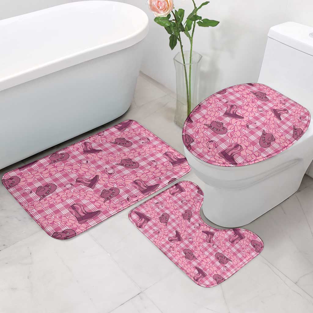 Pink Palaka Hawaii Cowboy Bathroom Set Puakenikeni Lei Paniolo Papale Seamless Vibes - Polynesian Pride