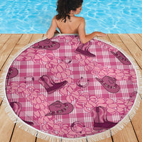 Pink Palaka Hawaii Cowboy Beach Blanket Puakenikeni Lei Paniolo Papale Seamless Vibes - Polynesian Pride