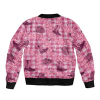 Pink Palaka Hawaii Cowboy Bomber Jacket Puakenikeni Lei Paniolo Papale Seamless Vibes - Polynesian Pride
