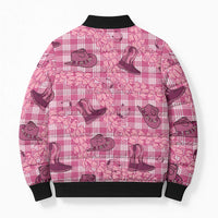 Pink Palaka Hawaii Cowboy Bomber Puffer Jacket Puakenikeni Lei Paniolo Papale Seamless Vibes LT14 - Polynesian Pride