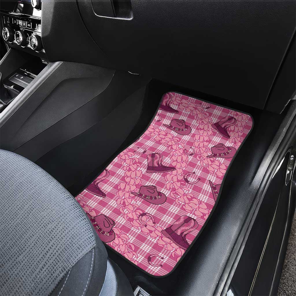 Pink Palaka Hawaii Cowboy Car Mats Puakenikeni Lei Paniolo Papale Seamless Vibes - Polynesian Pride