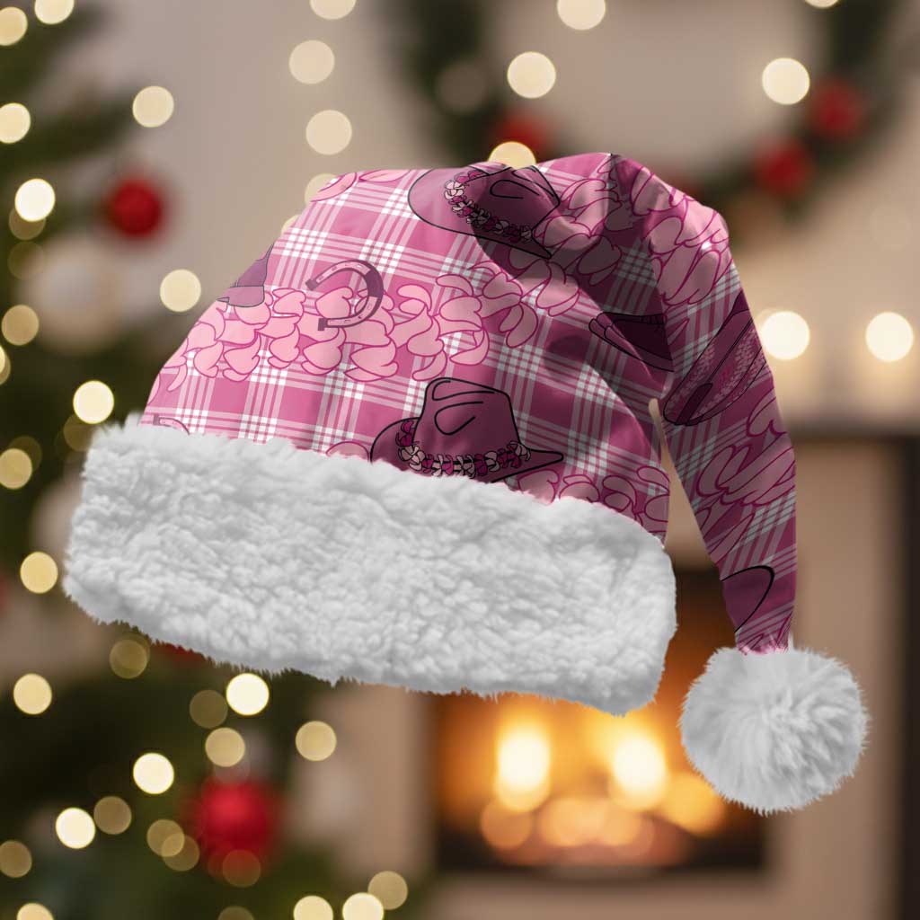 Pink Palaka Hawaii Cowboy Christmas Santa Hat Puakenikeni Lei Paniolo Papale Seamless Vibes - Polynesian Pride