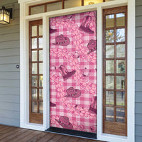 Pink Palaka Hawaii Cowboy Door Cover Puakenikeni Lei Paniolo Papale Seamless Vibes - Polynesian Pride