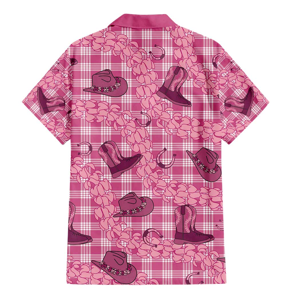 Pink Palaka Hawaii Cowboy Family Matching Mermaid Dress and Hawaiian Shirt Puakenikeni Lei Paniolo Papale Seamless Vibes LT14 - Polynesian Pride