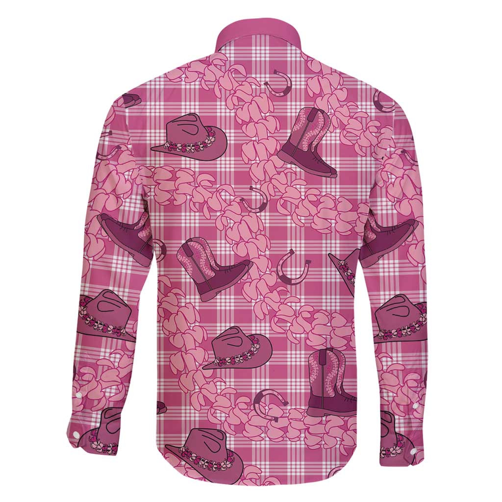 Pink Palaka Hawaii Cowboy Family Matching Mermaid Dress and Hawaiian Shirt Puakenikeni Lei Paniolo Papale Seamless Vibes LT14 - Polynesian Pride