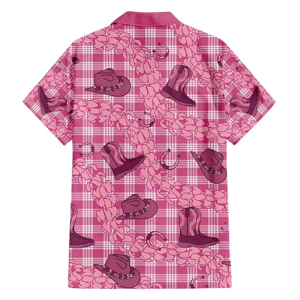 Pink Palaka Hawaii Cowboy Family Matching Puletasi and Hawaiian Shirt Puakenikeni Lei Paniolo Papale Seamless Vibes LT14 - Polynesian Pride