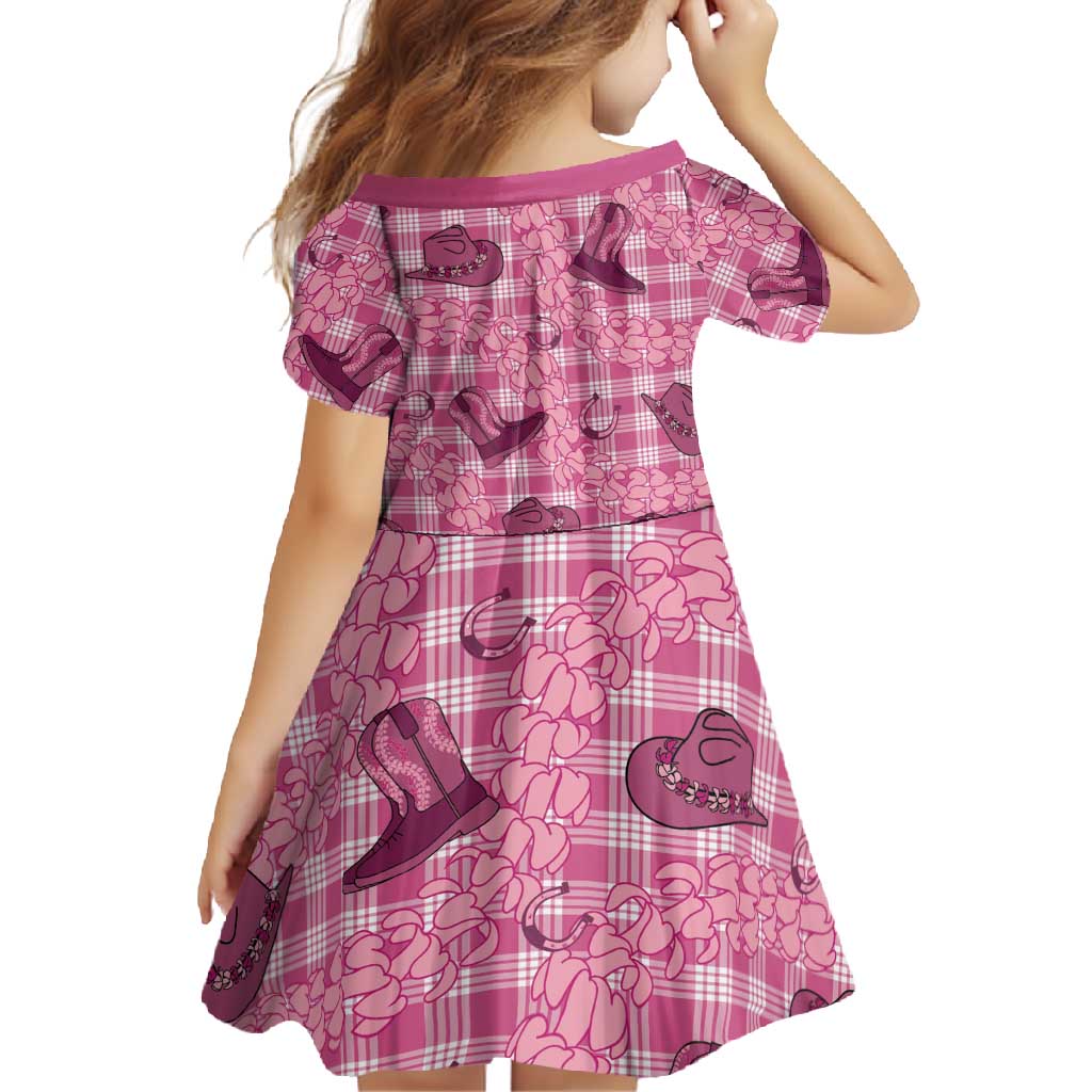 Pink Palaka Hawaii Cowboy Family Matching Short Sleeve Bodycon Dress and Hawaiian Shirt Puakenikeni Lei Paniolo Papale Seamless Vibes LT14 - Polynesian Pride