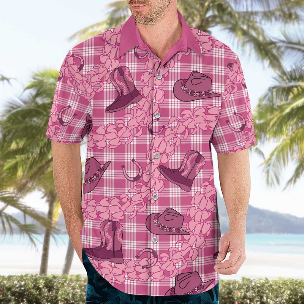 Pink Palaka Hawaii Cowboy Hawaiian Shirt Puakenikeni Lei Paniolo Papale Seamless Vibes - Polynesian Pride