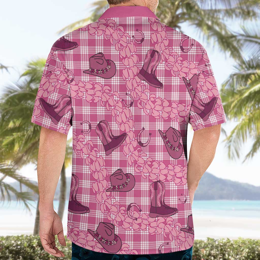 Pink Palaka Hawaii Cowboy Hawaiian Shirt Puakenikeni Lei Paniolo Papale Seamless Vibes - Polynesian Pride