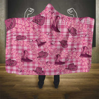 Pink Palaka Hawaii Cowboy Hooded Blanket Puakenikeni Lei Paniolo Papale Seamless Vibes - Polynesian Pride