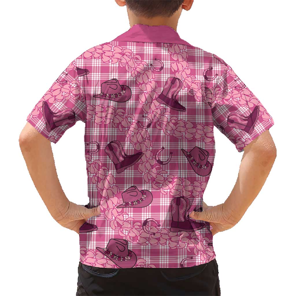 Pink Palaka Hawaii Cowboy Kid Hawaiian Shirt Puakenikeni Lei Paniolo Papale Seamless Vibes LT14 - Polynesian Pride