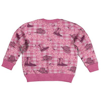 Pink Palaka Hawaii Cowboy Kid Ugly Christmas Sweater Puakenikeni Lei Paniolo Papale Seamless Vibes LT14 - Polynesian Pride