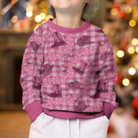 Pink Palaka Hawaii Cowboy Kid Ugly Christmas Sweater Puakenikeni Lei Paniolo Papale Seamless Vibes LT14 - Polynesian Pride