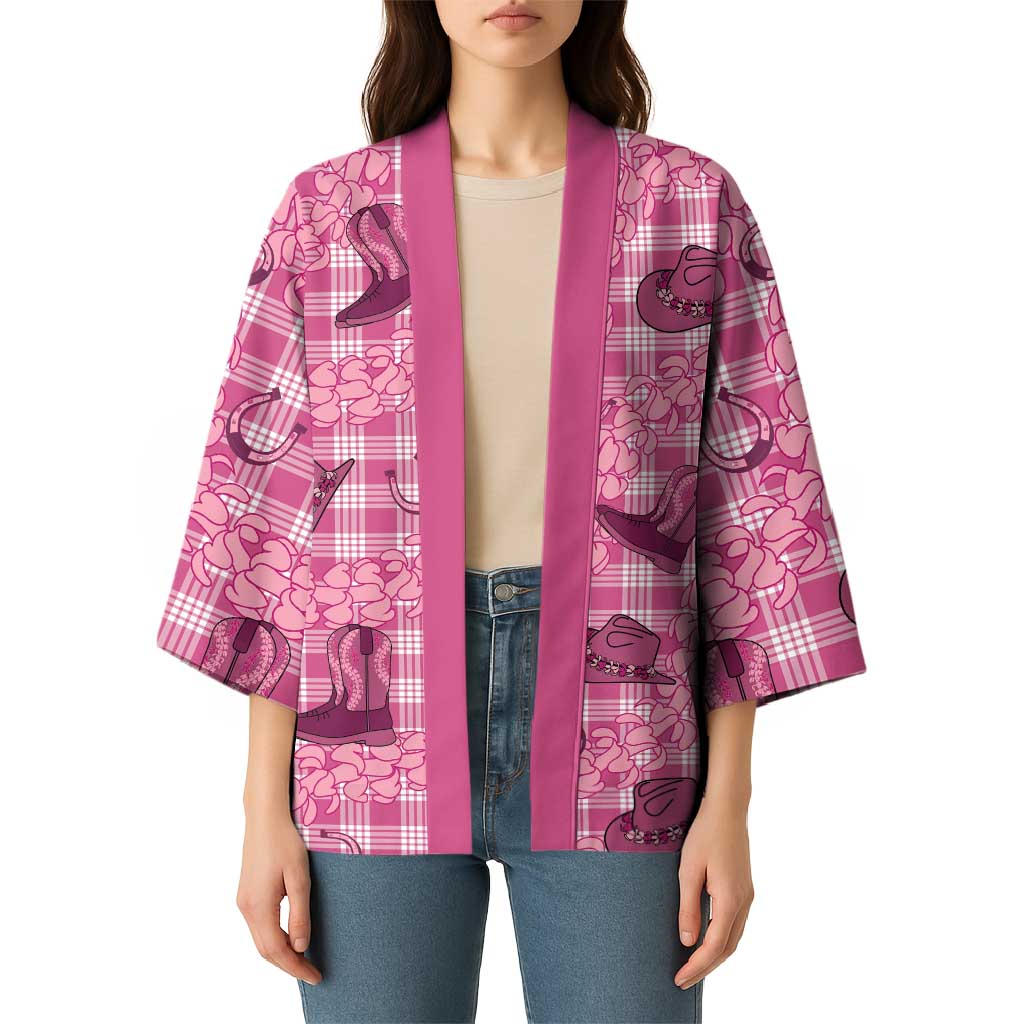 Pink Palaka Hawaii Cowboy Kimono Puakenikeni Lei Paniolo Papale Seamless Vibes - Polynesian Pride